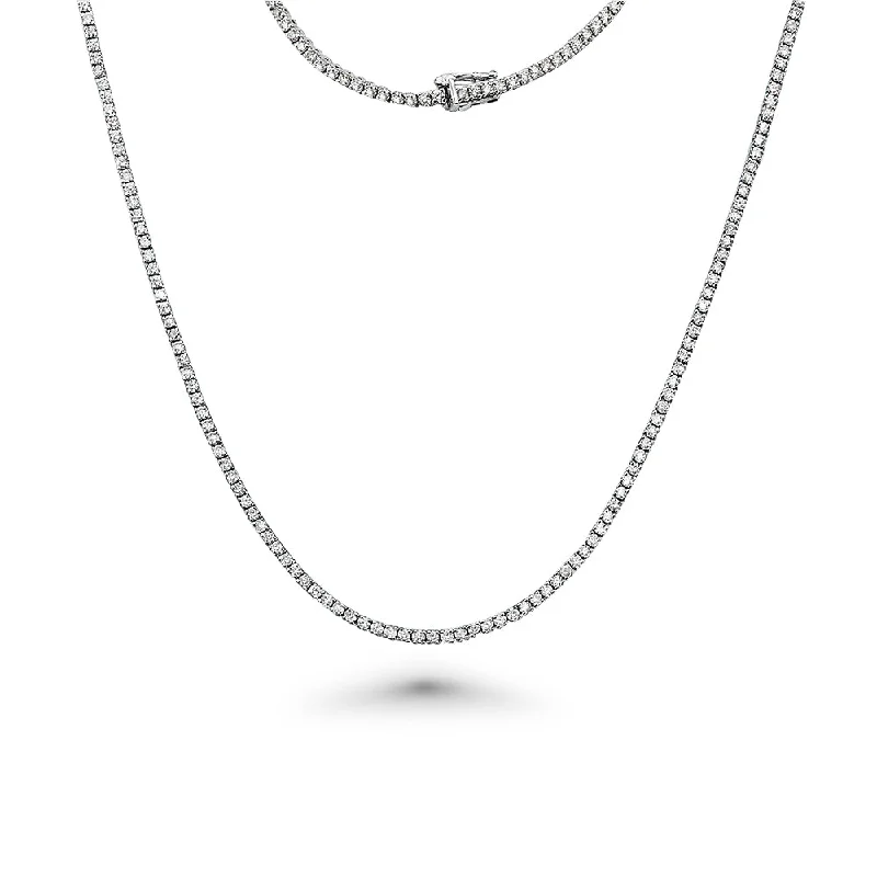 statement necklace with stones -Showroom Collection Diamond Tennis Necklace (8.00 ct.) 2.5 mm 4-Prongs Setting in 14K Gold