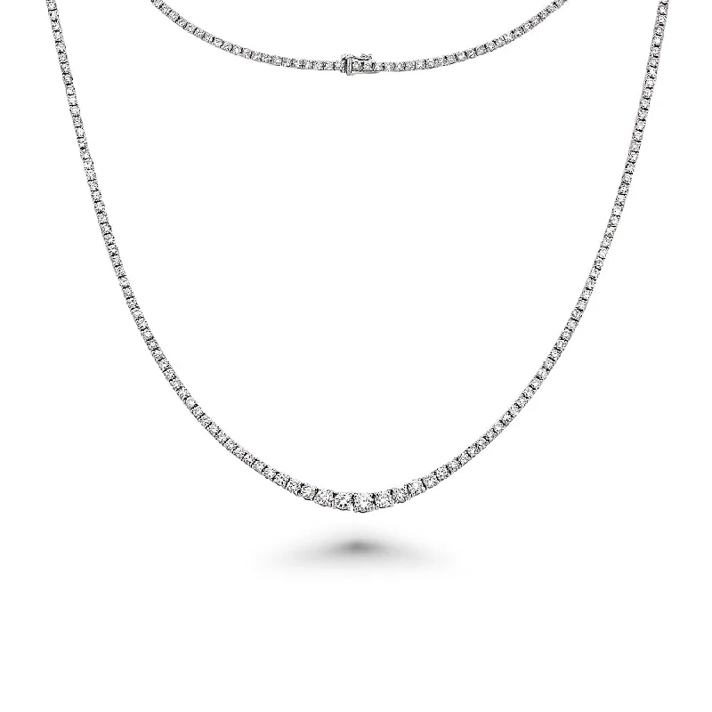 silver chain necklace -Showroom Collection Riviera Diamond Tennis Necklace (7.00 ct.) 2 mm to 4.5 mm 4-Prongs Setting in 14K Gold