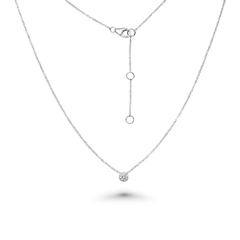 crystal pendant for necklace -Solitaire Diamond Chain Necklace (0.25 ct.) Bezel Set in 14K Gold