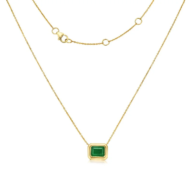 handcrafted necklace for women -Solitaire Emerald Cut Emerald Necklace (1.70 ct.) in 14K Gold