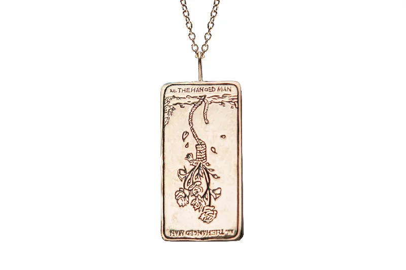 boho chic necklace -The Hanged One Tarot Card Necklace