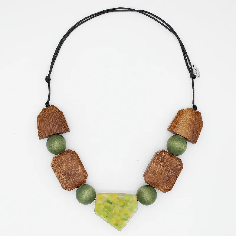 beautiful gemstone necklace -Verdant Roots Geometric Necklace