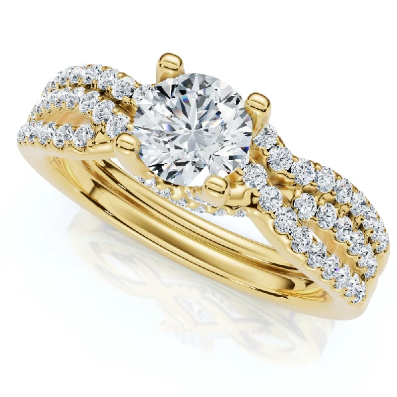 platinum rings for modern and elegant style -1Ct TW Infinity Engagement Wedding Ring Set 14k Gold Lab Grown