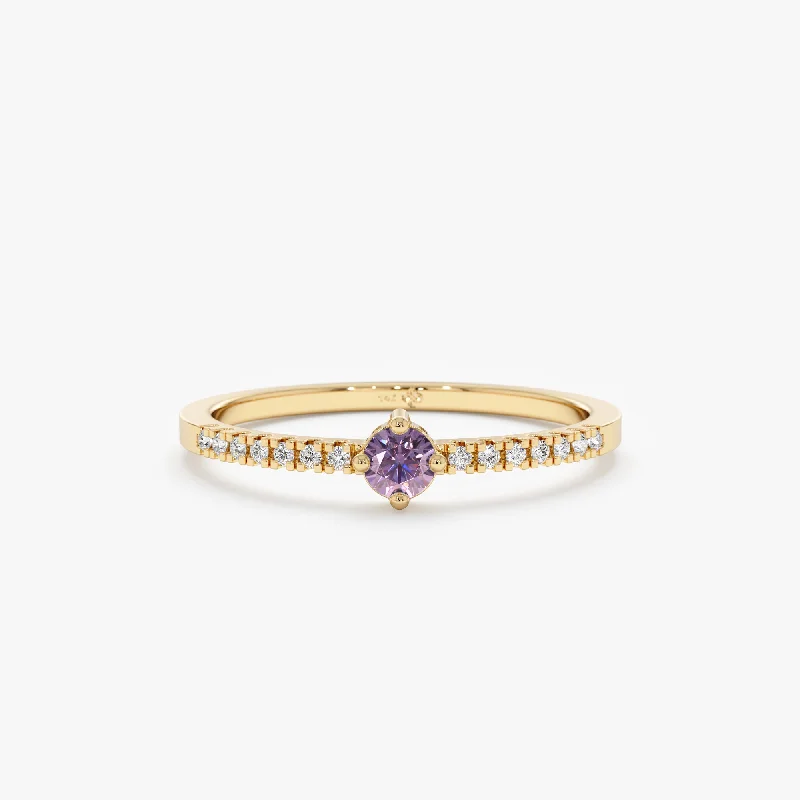 bold men’s rings for statement look -Amethyst and Diamond Engagement Ring, Angela