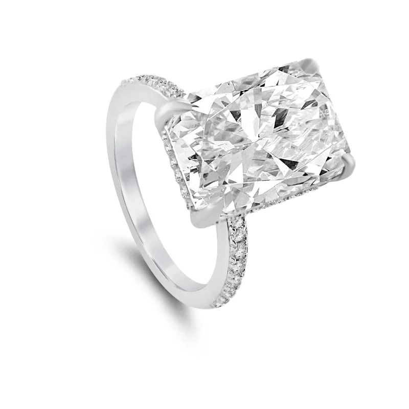 platinum rings for elegant weddings -Angelina 6 Carat Radiant Cut Ring