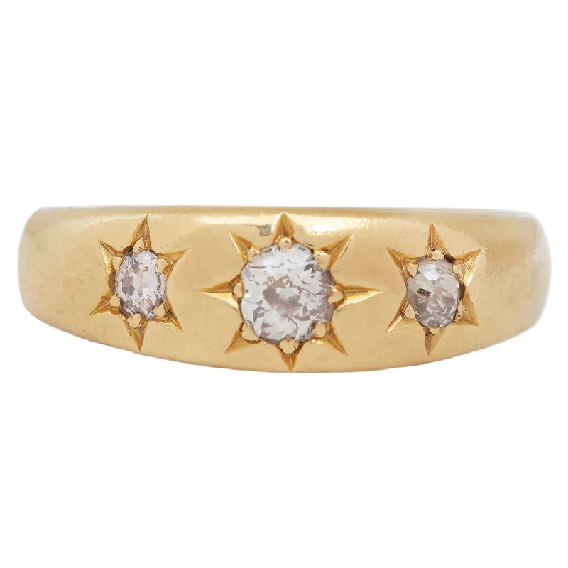 affordable wedding rings for men -Antique Triple Diamond Star Ring