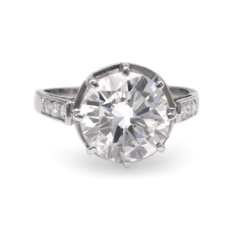 luxurious engagement rings with diamonds -Art Deco GIA 3.25 Carat Diamond Platinum Engagement Ring