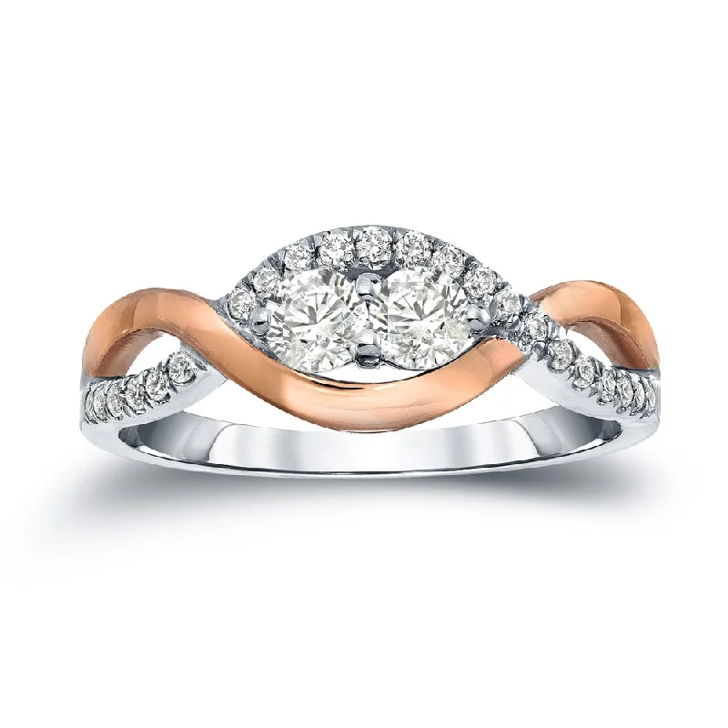 elegant rings for everyday elegance -Auriya 14k Two-Tone Gold 3/4ct TDW Round 2-Stone Infinity Diamond Engagement Ring