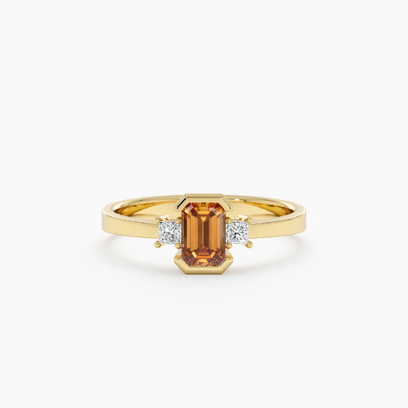 classic wedding bands with engraved designs -Citrine Diamond Engagement Ring, Marigold