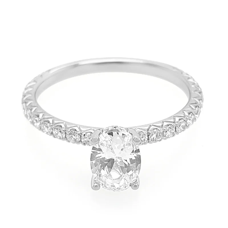 bridal rings with gemstone and diamond accents -Classic Diamond Engagement Ring Setting with Diamond Pave Band, 0.46 cttw