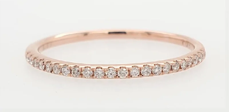 black diamond rings for men -Classic Pave Diamond Band in Pink Gold- 0.11 ctw.