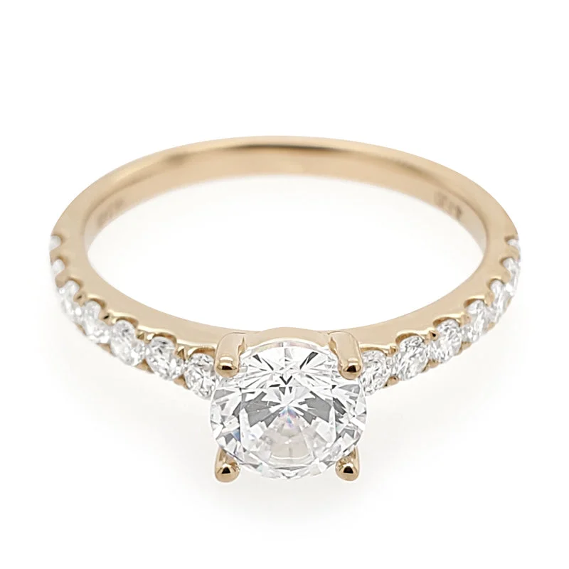 diamond solitaire rings for engagement -Classic Pave Engagement Ring Setting in Yellow Gold