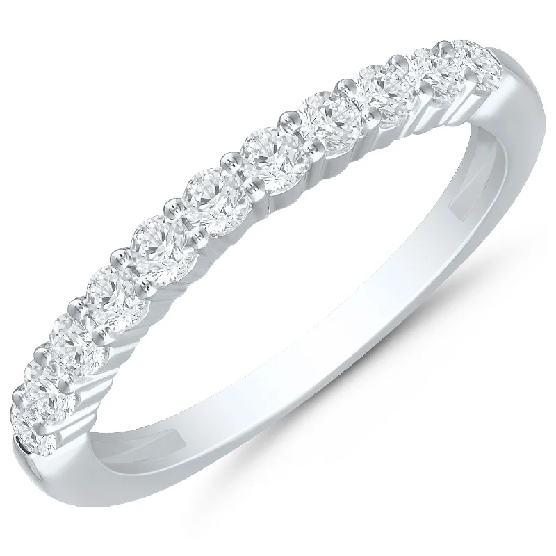 custom engraved rings for gifts -Classic Prong Set Diamond Anniversary Band in White Gold, 0.50cttw