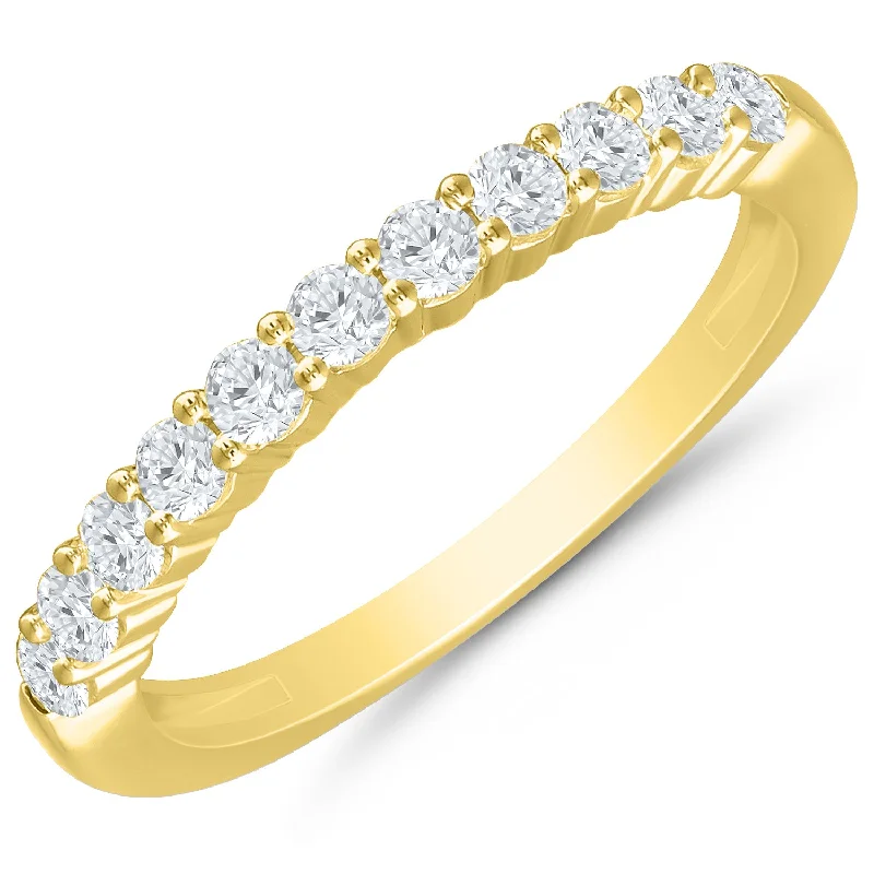 engagement rings with multi-stone settings -Classic Prong Set Diamond Anniversary Band in Yellow Gold, 0.50cttw