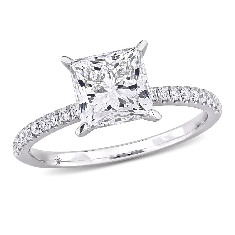 engagement rings for petite fingers -Created Forever 2 1/6ct TW Princess Lab-Grown Diamond Engagement Ring in 14k White Gold