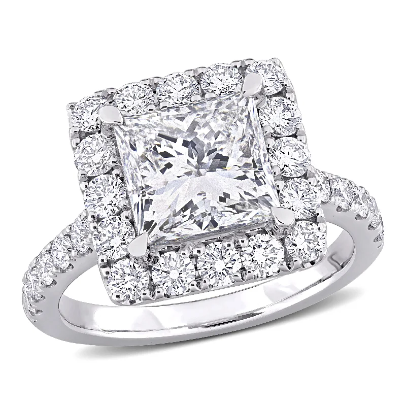 antique-style wedding rings for classic brides -Created Forever 4 1/3ct TW Princess Lab-Grown Diamond Halo Engagement Ring in 14k White Gold