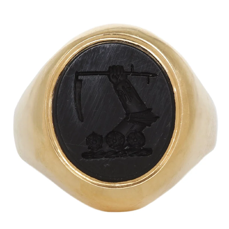 elegant diamond rings for fashion lovers -Crested Agate Signet Ring