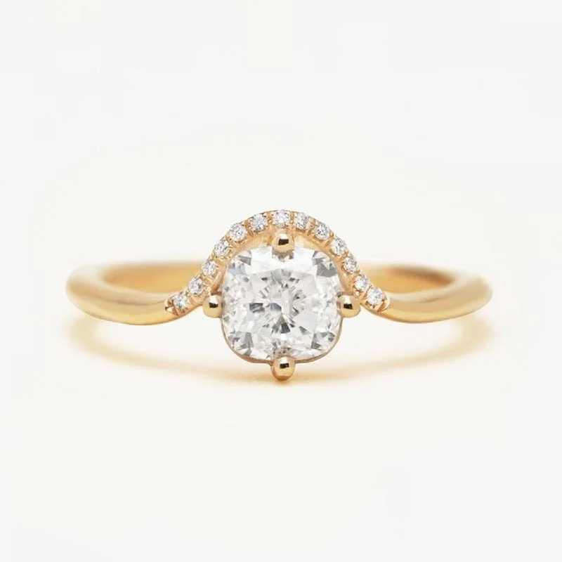 rose gold rings with diamonds -Cushion Diamond Crown Ring