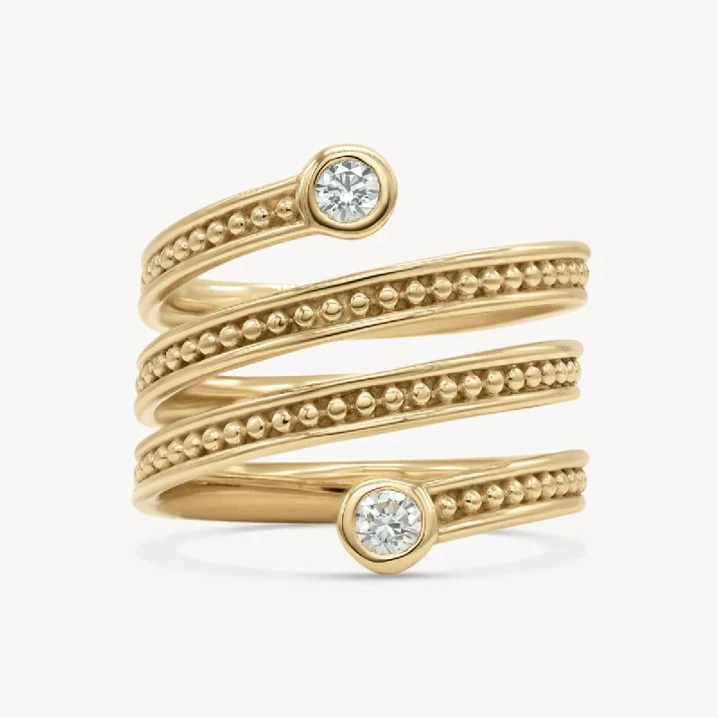 simple wedding bands for modern brides -Diamond Beaded Wrap Ring