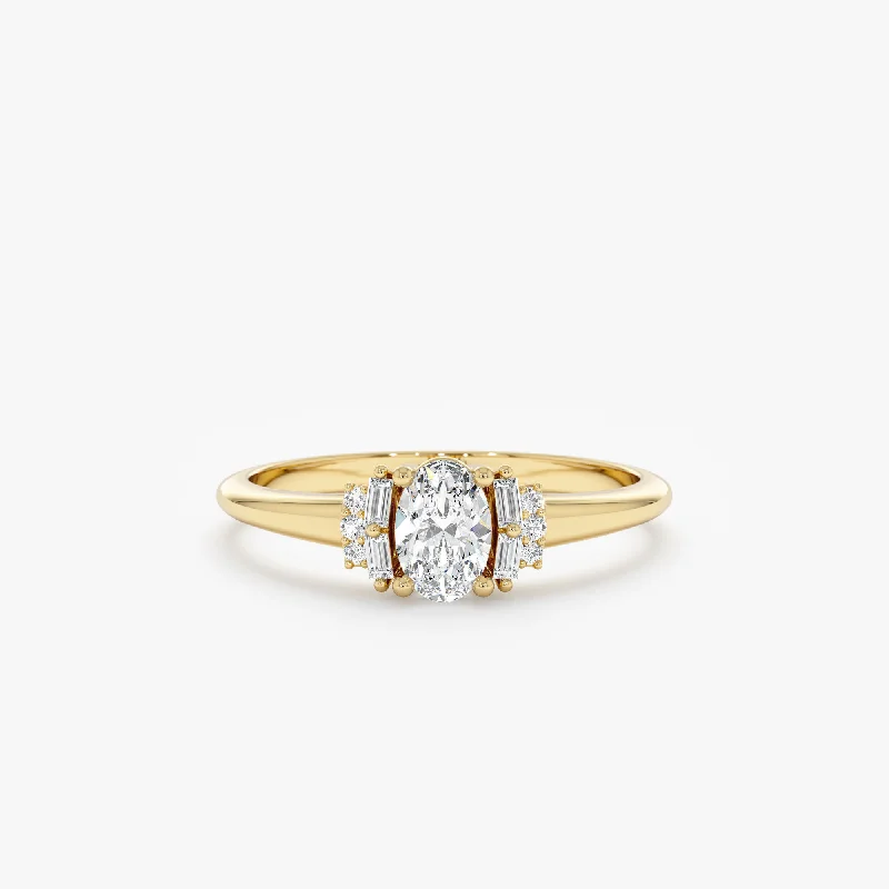 cheap gold engagement rings for brides -Diamond Cluster Engagement Ring, Nera