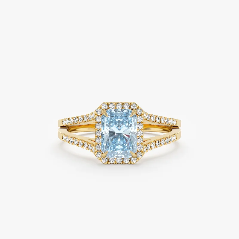 vintage wedding bands with intricate details -Diamond Engagement Ring with Sky Blue Topaz, Arwen