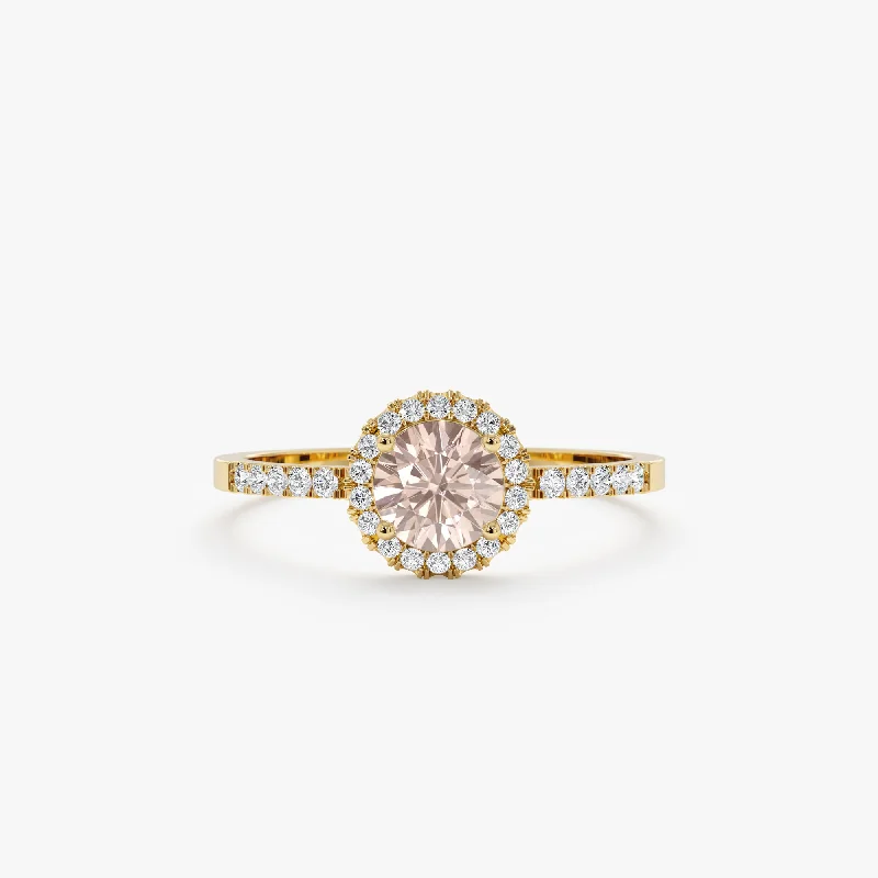 couple’s rings for engagement and love -Diamond & Morganite Engagement Ring, Audrey