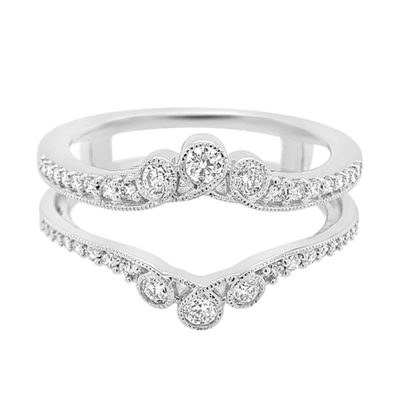 engagement rings for second marriage -Diamond Tiara Ring Guard with Milgrain