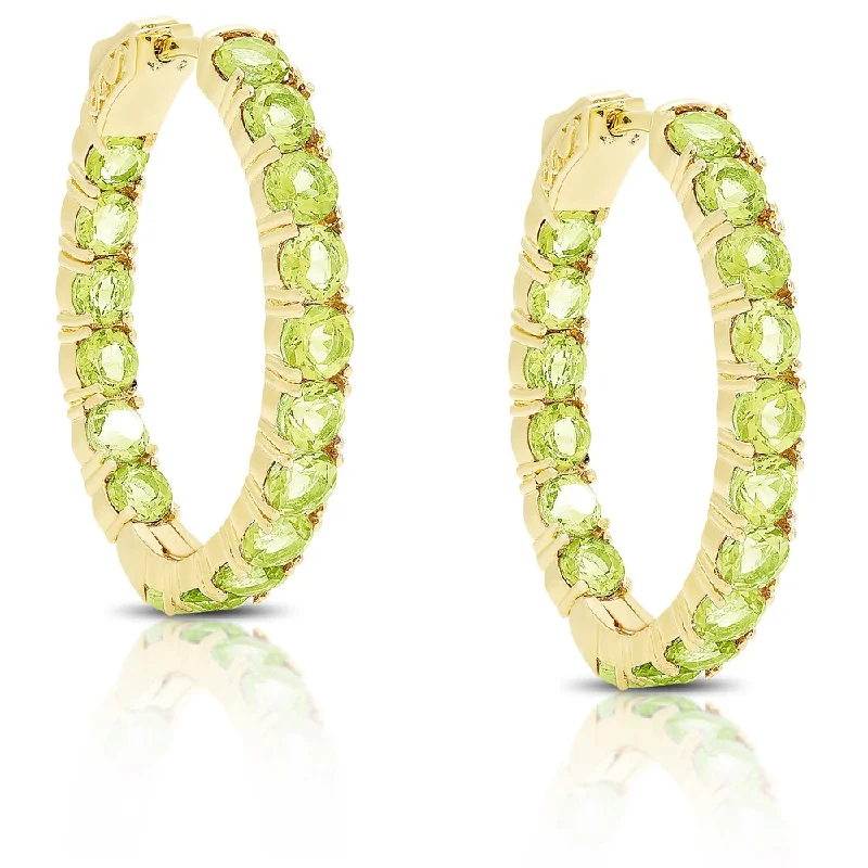 sparkly earrings for evening wear-Dolce Giavonna Gold Over Silver Gemstone Hoop Earrings