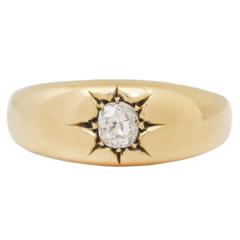 chunky rings for women’s fashion -Domed Diamond Star Ring