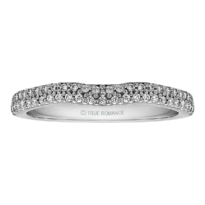 platinum rings with diamonds for women -Double Row Diamond Contour Wedding Band