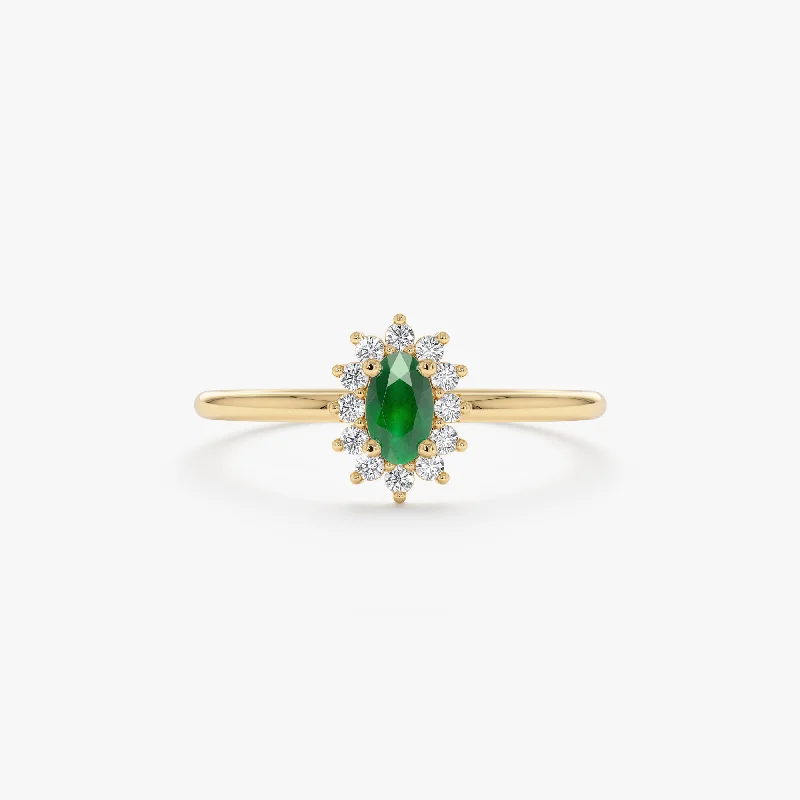 unique men’s rings with personal designs -Emerald and Diamond Engagement Ring, Roselyn