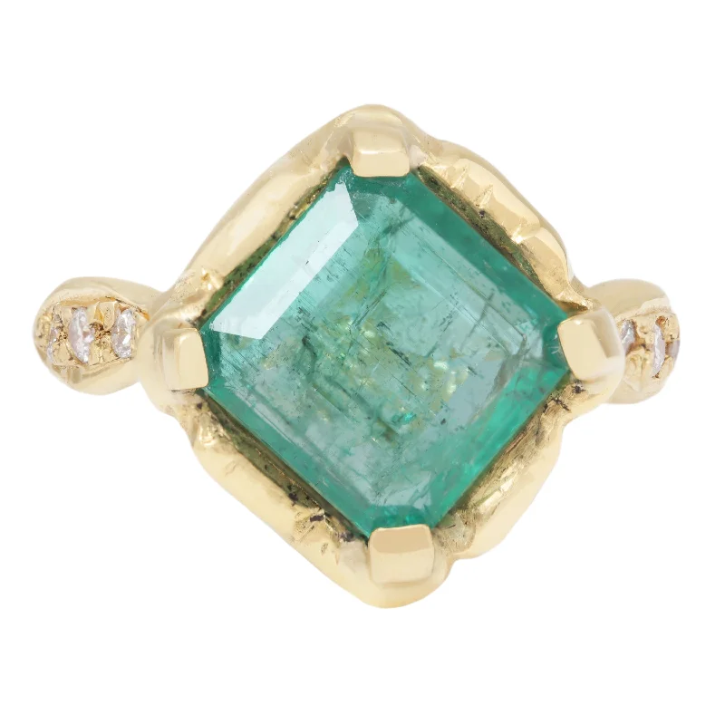 large cocktail rings for evening events -Enchanted Emerald Shield Ring