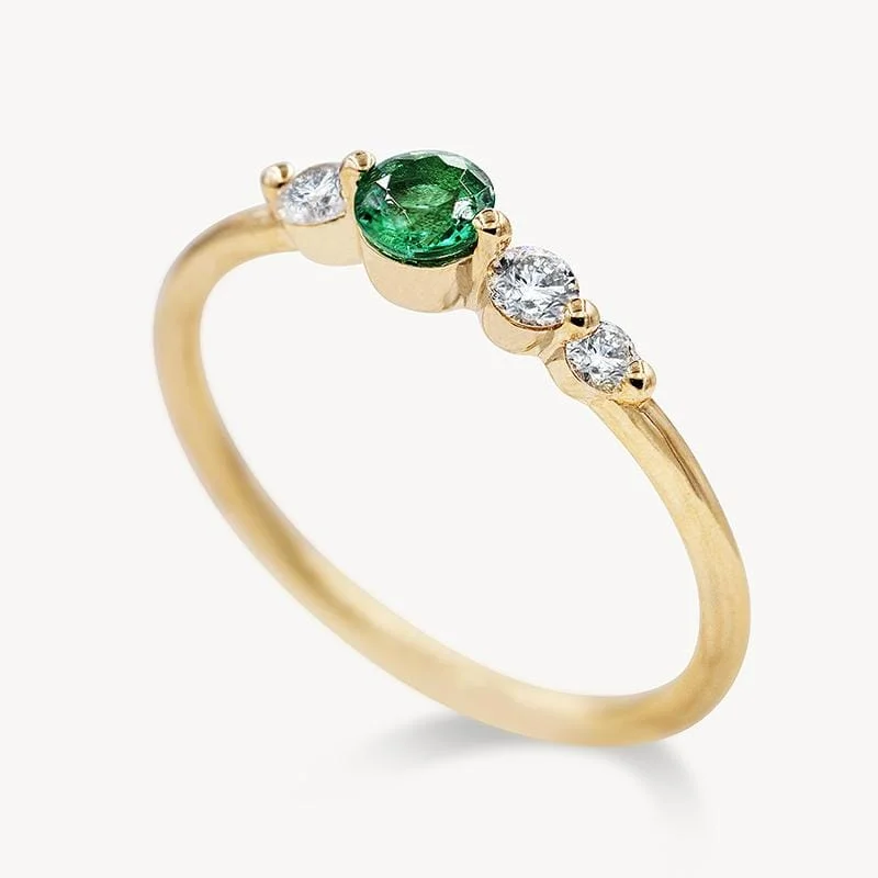 boho rings for festival style -Floating Emerald Diamond Ring