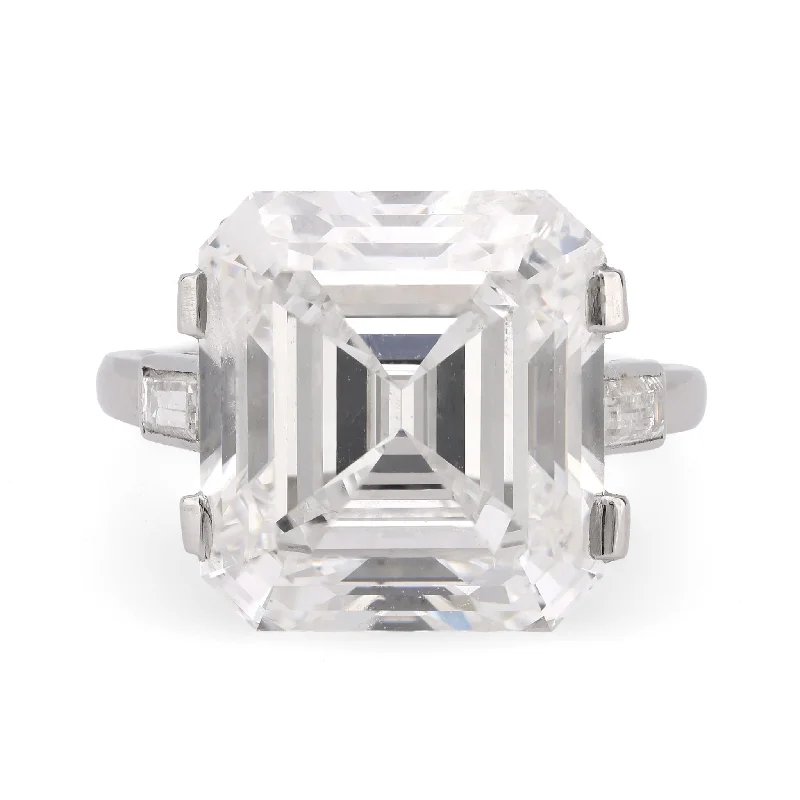 luxury engagement rings for high-end brides -French GIA 10.7 Carat Asscher Cut Diamond Platinum Engagement Ring