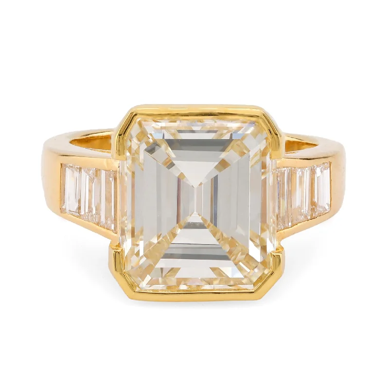 stylish rings for special occasions -French GIA 7.4 Carat Asscher Cut Diamond 18K Yellow Gold Engagement Ring