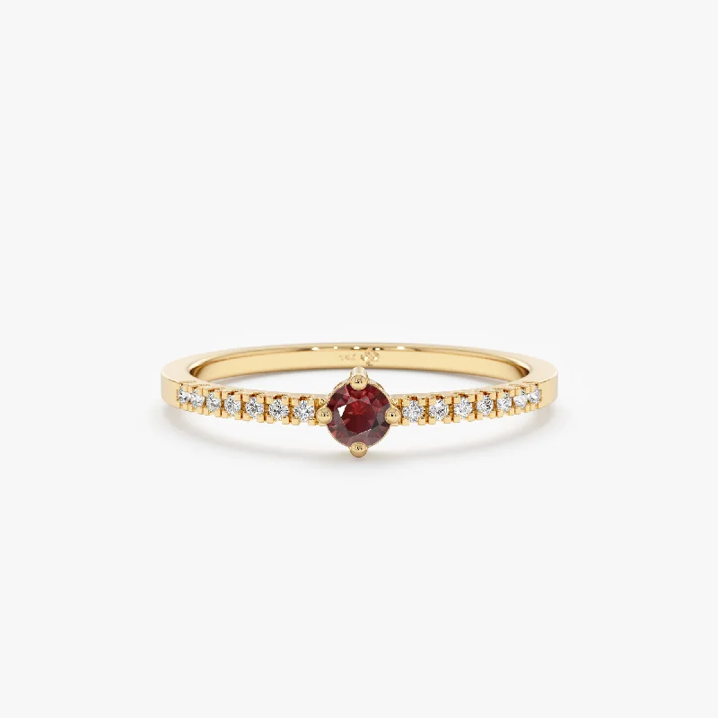 gold rings for engagement and wedding -Garnet and Diamond Engagement Ring, Angela