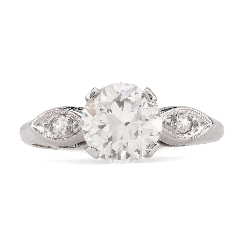 vintage diamond rings for engagement proposals -GIA 1.37 Carat Circular Brilliant Cut Diamond Platinum Engagement Ring