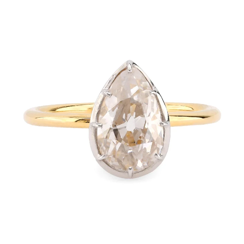 large statement rings with diamonds -GIA 1.76 Carat Pear Shape Diamond 18K Yellow Gold Engagement Ring