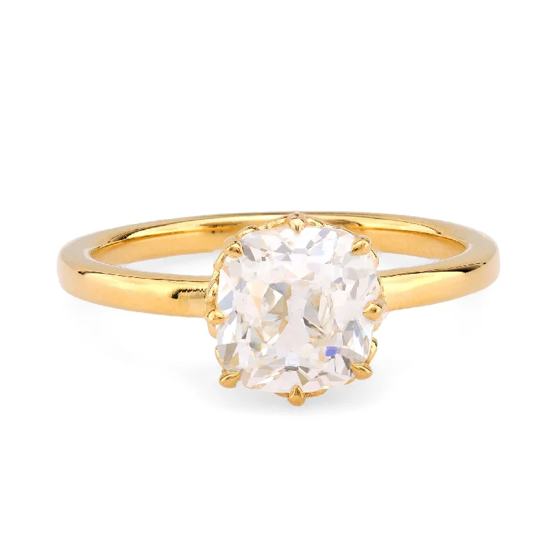 luxury rings with diamonds for special occasions -GIA 2.01 Carat Old Mine Cut Diamond 18K Yellow Gold Engagement Ring