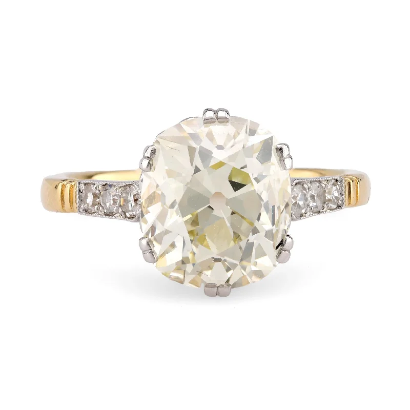 luxury engagement rings with sapphire stones -GIA 4.07 Carat Cushion Cut Diamond 18K Yellow Gold Engagement Ring