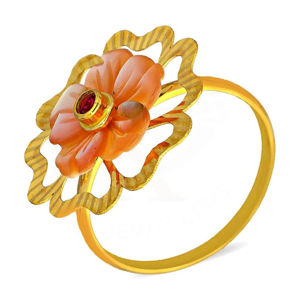 rings for women with personalized messages -Gold Flower Shaped Ring 18KT - FKJRN18K3020