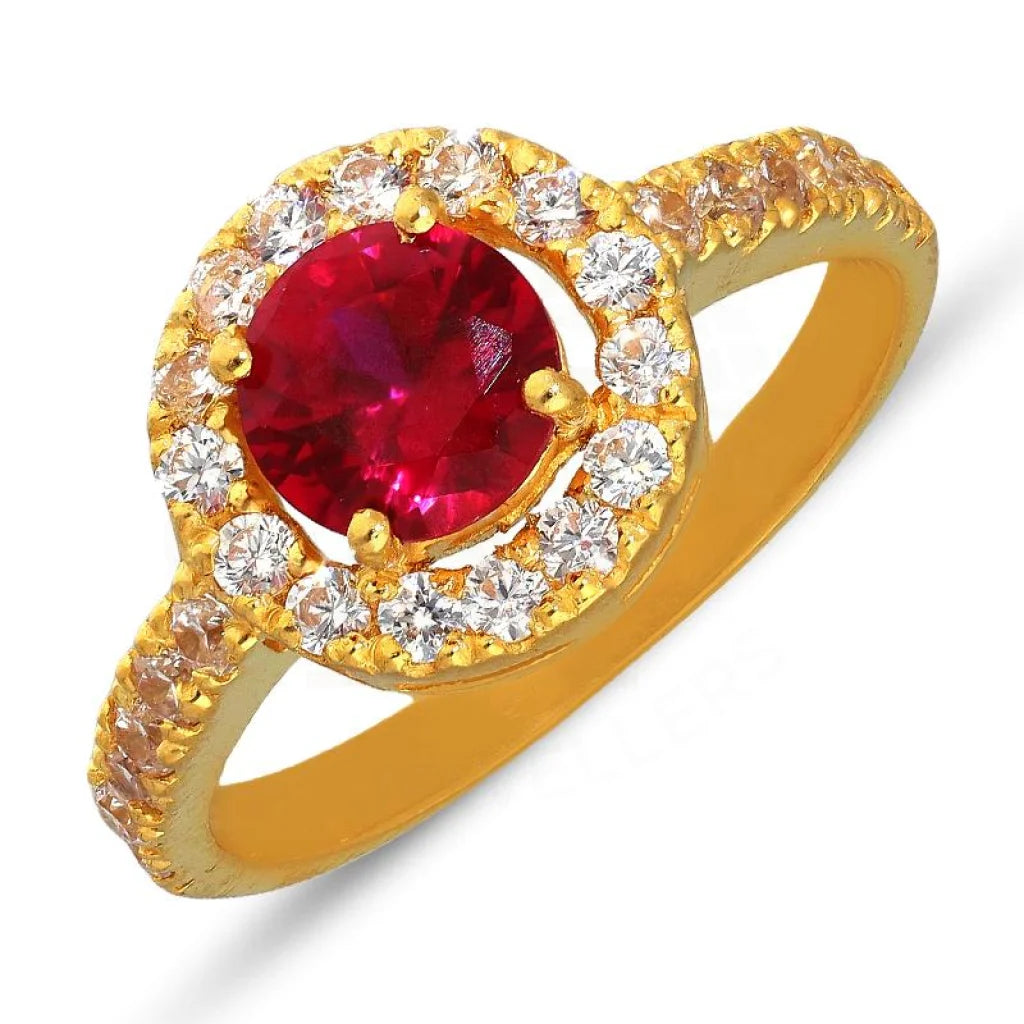 sapphire and diamond rings for engagement -Gold Round Ruby Zirconia Solitaire Ring 22KT - FKJRN22K3046