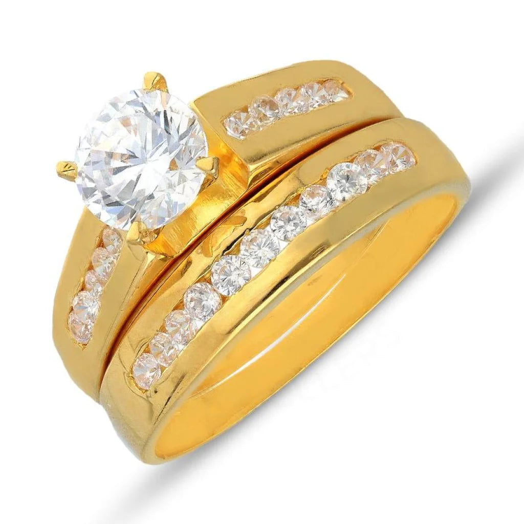 couple rings for marriage proposal -Gold Solitaire Twins Ring 18KT - FKJRN18K3048