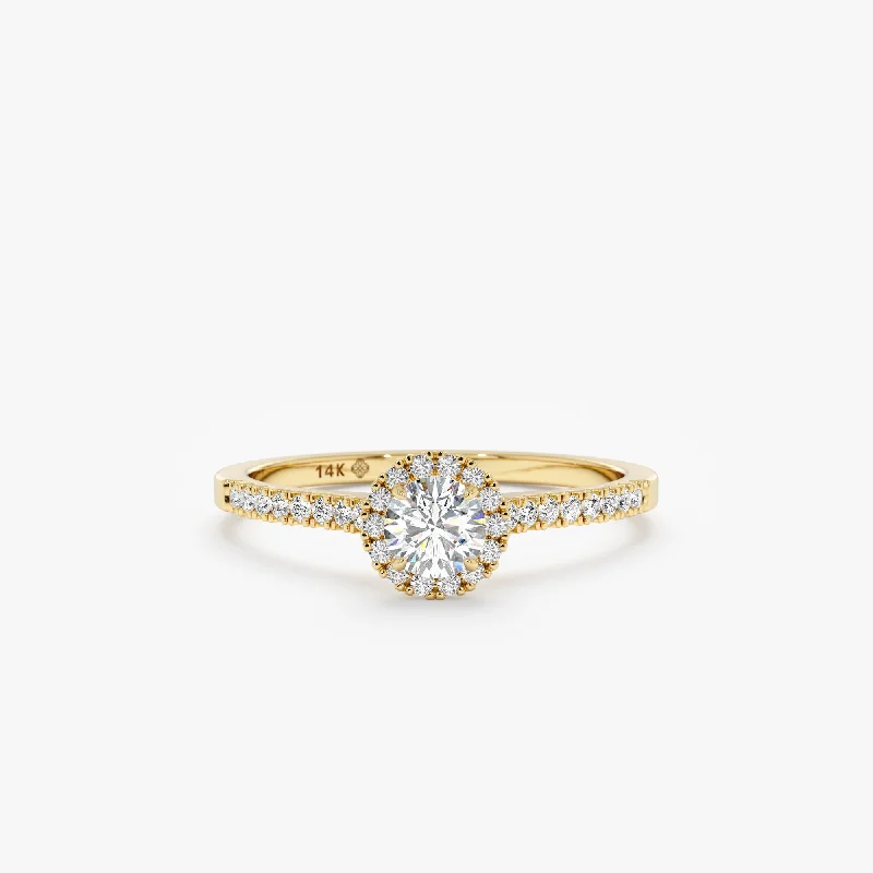 personalized engagement rings for modern brides -Halo Setting Round Diamond Engagement Ring, Mariah