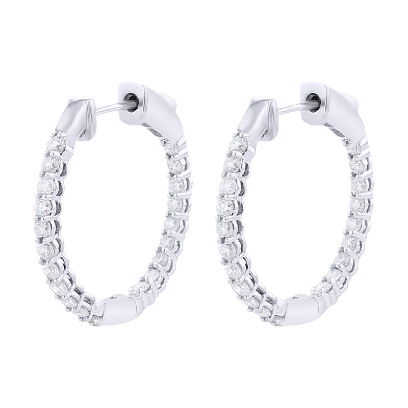 unique wooden earrings for boho style-Harmonious Huggie Diamond Hoop Earrings 1 1/2 Ct