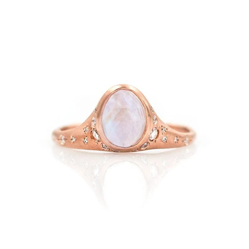 rings with moonstone stones for mystical vibes -Illuminating Moonstone Ring