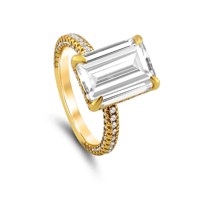 gold wedding rings with intricate designs -Layla 4.50 Carat Emerald Cut Ring