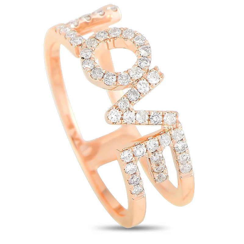 luxurious engagement rings with halo settings -LB Exclusive 14K Rose Gold 0.35 ct Diamond Love Ring