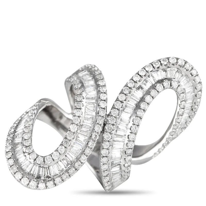 engagement rings for petite fingers -LB Exclusive 14K White Gold 3.0ct Diamond Swirl Wrap Ring RN29706