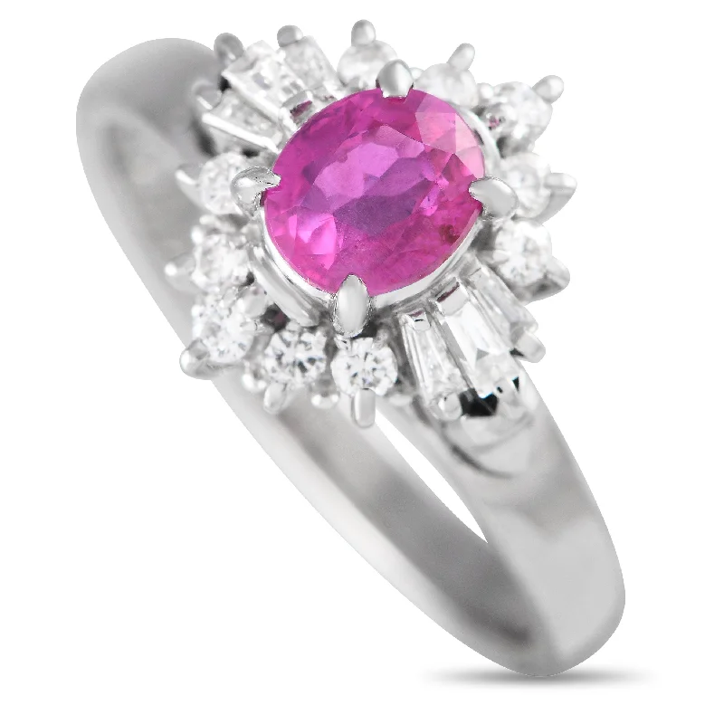 black engagement rings for modern brides -LB Exclusive Platinum 0.24ct Diamond and Ruby Ring MF27-041924